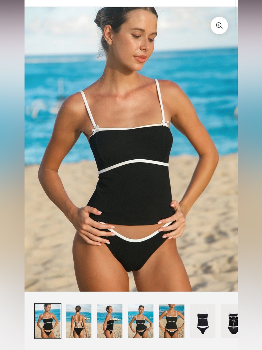 Samiol Black Bikini Set with White Trim Accents